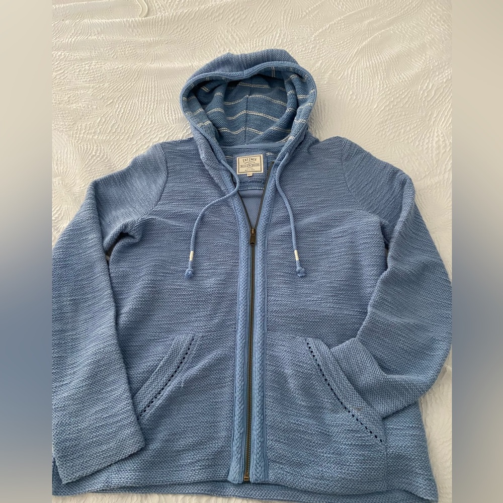 Fat Face Blu-Sail Blue Textured Hoody US 8, UK 12 EUC